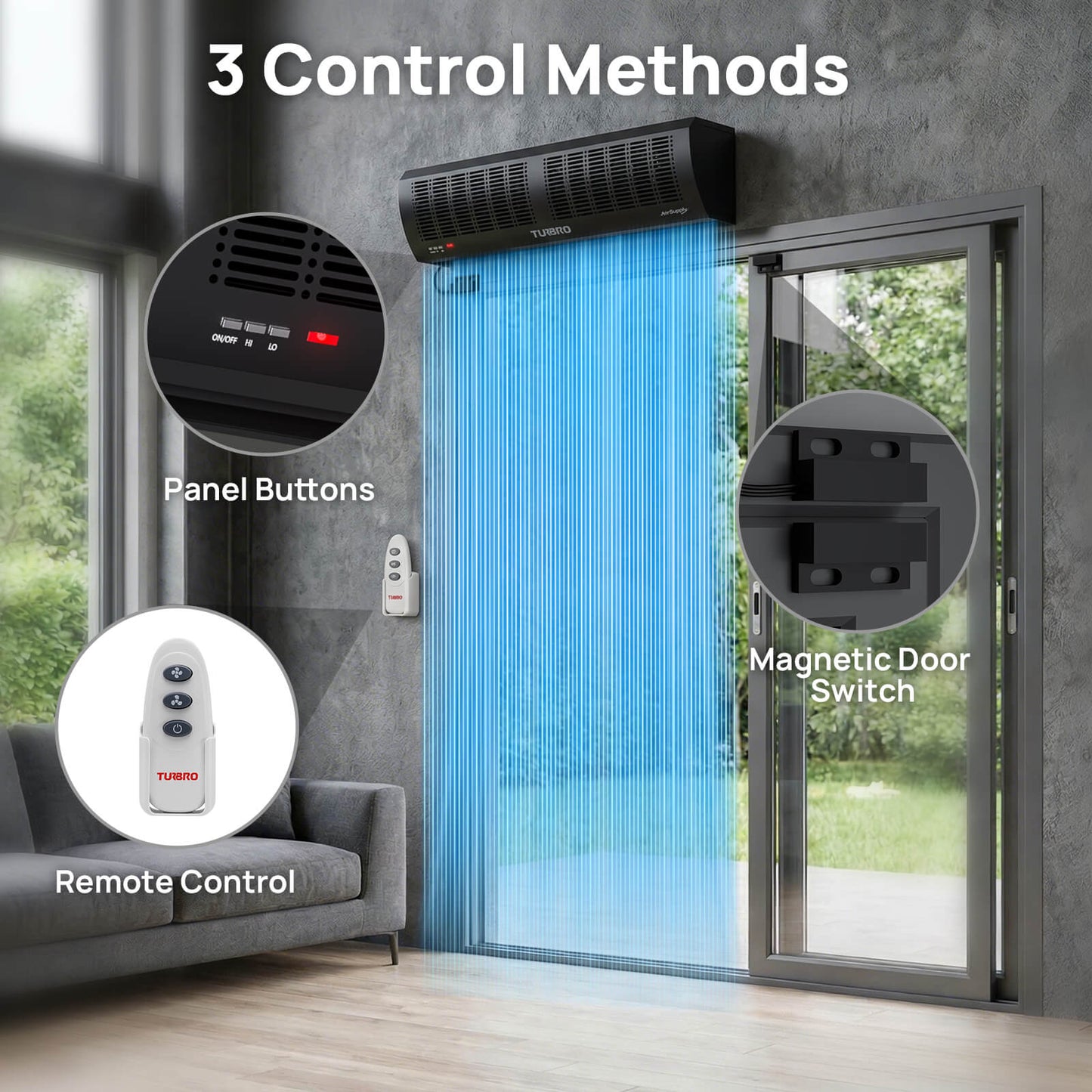Air Curtain for Doors with Magnetic Door Switch