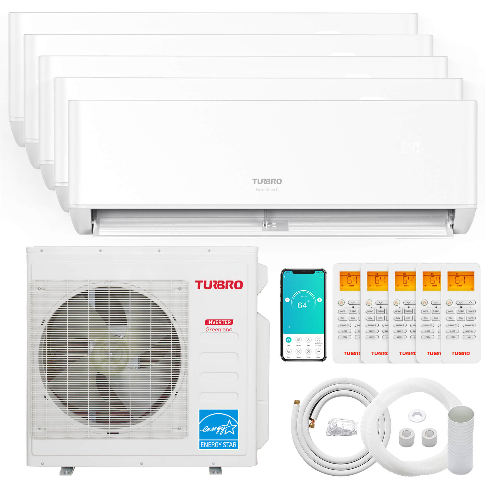 Greenland 42,000 BTU Penta-Zone(5) Mini Split Air Conditioner with Heat Pump