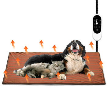 TURBRO 48x28” XX-Large Pet Heating Pad, Electric Heated Dog Bed for Large Breeds, Temperature and Timer Control, Anti-Bite Cord, Ultra-Soft and Anti-Slip Cover, Indoor Use,  MET Certified, Brown ,view 2