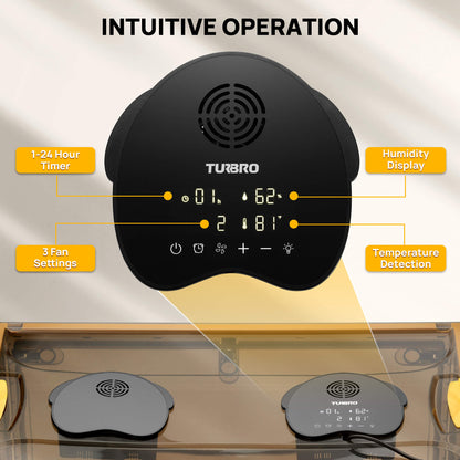Intuitive Operation

1-24 Hour Timer      Humidity Display 
3 Fan Settings         Temperature Detection
