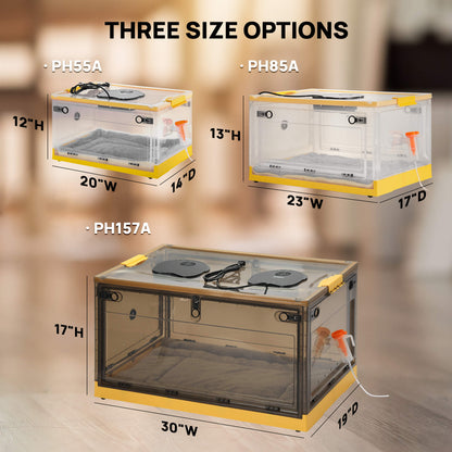 THREE SIZE OPTIONS

PH55A: 20"W x 14"D x 12"H
PH85A: 23"W x 17"D x 13"H
PH157A: 30"W x 19"D x 17"H

