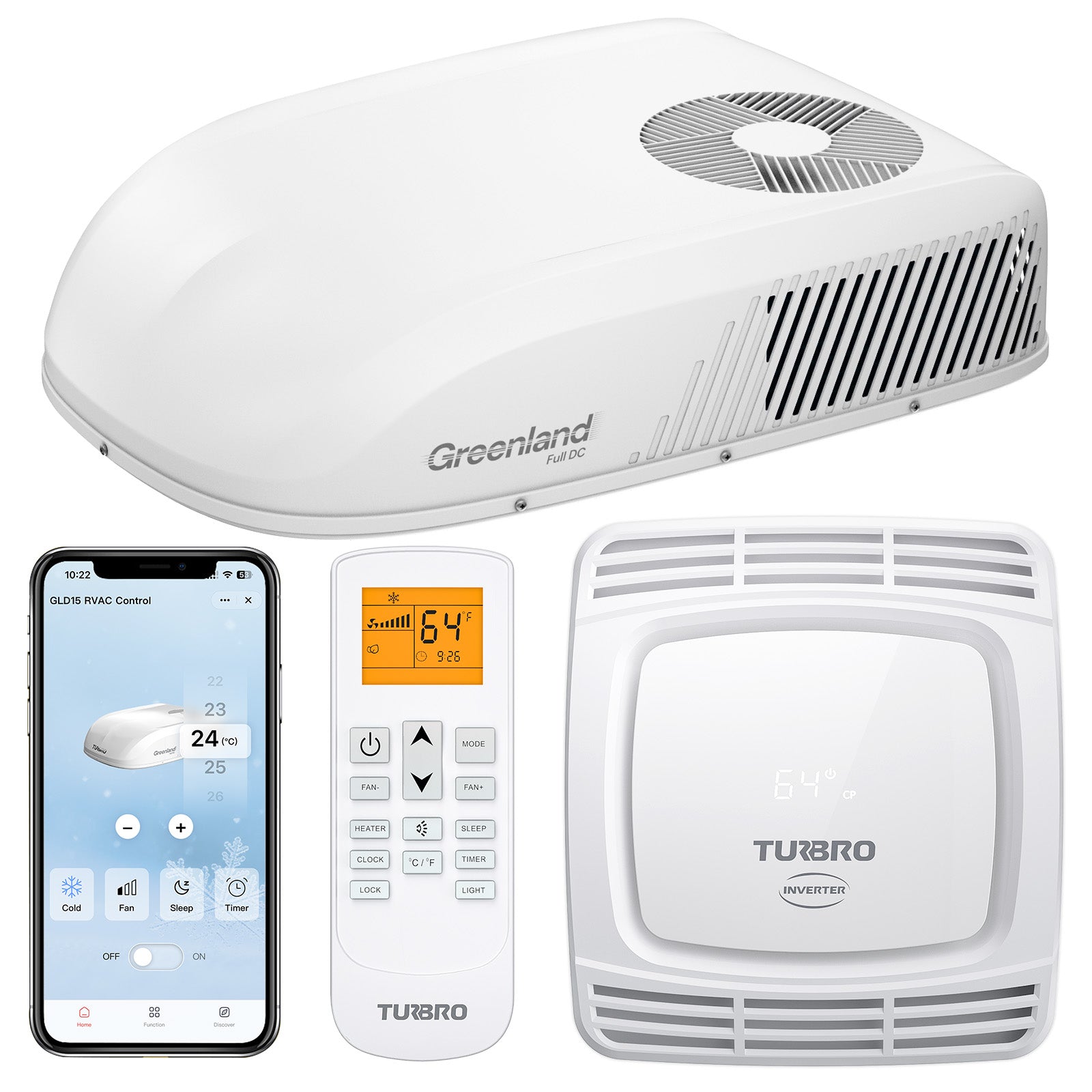 Greenland 15,000 BTU 48V DC Inverter Rooftop RV Air Conditioner