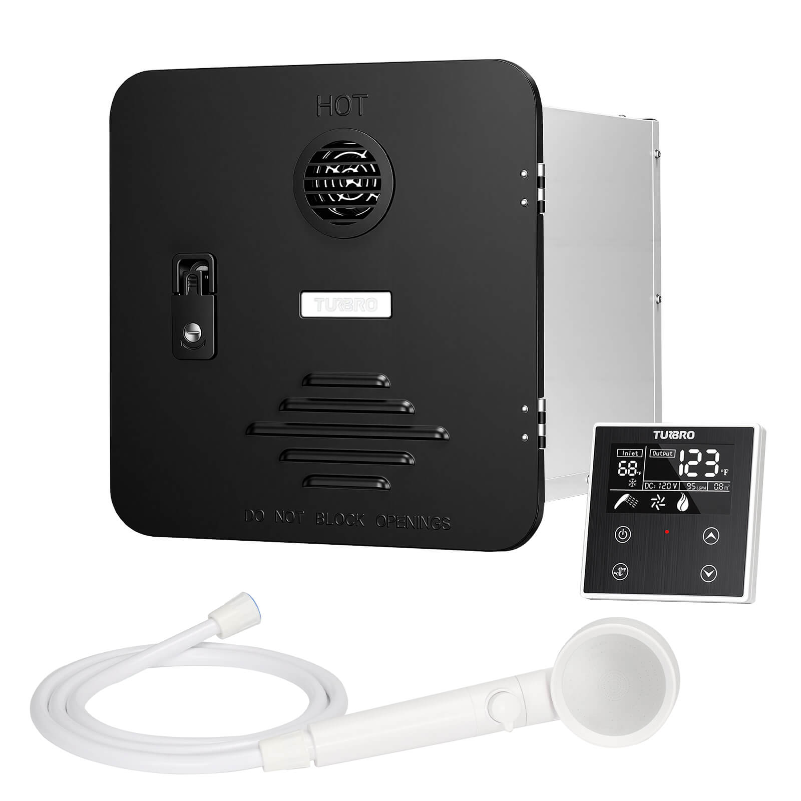 Rotorua 65K BTU RV Tankless Propane Water Heater with Door