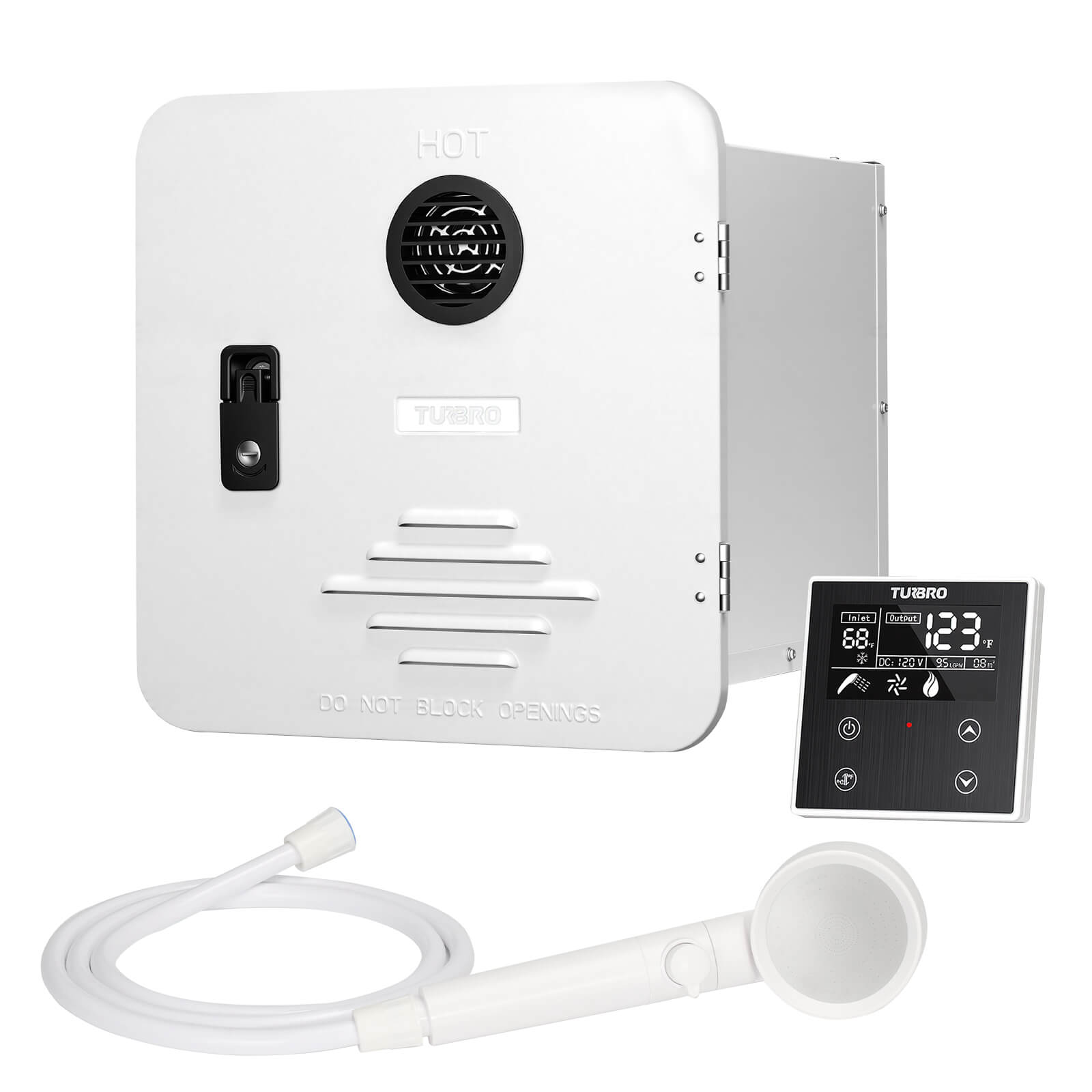 Rotorua 65K BTU RV Tankless Propane Water Heater with Door