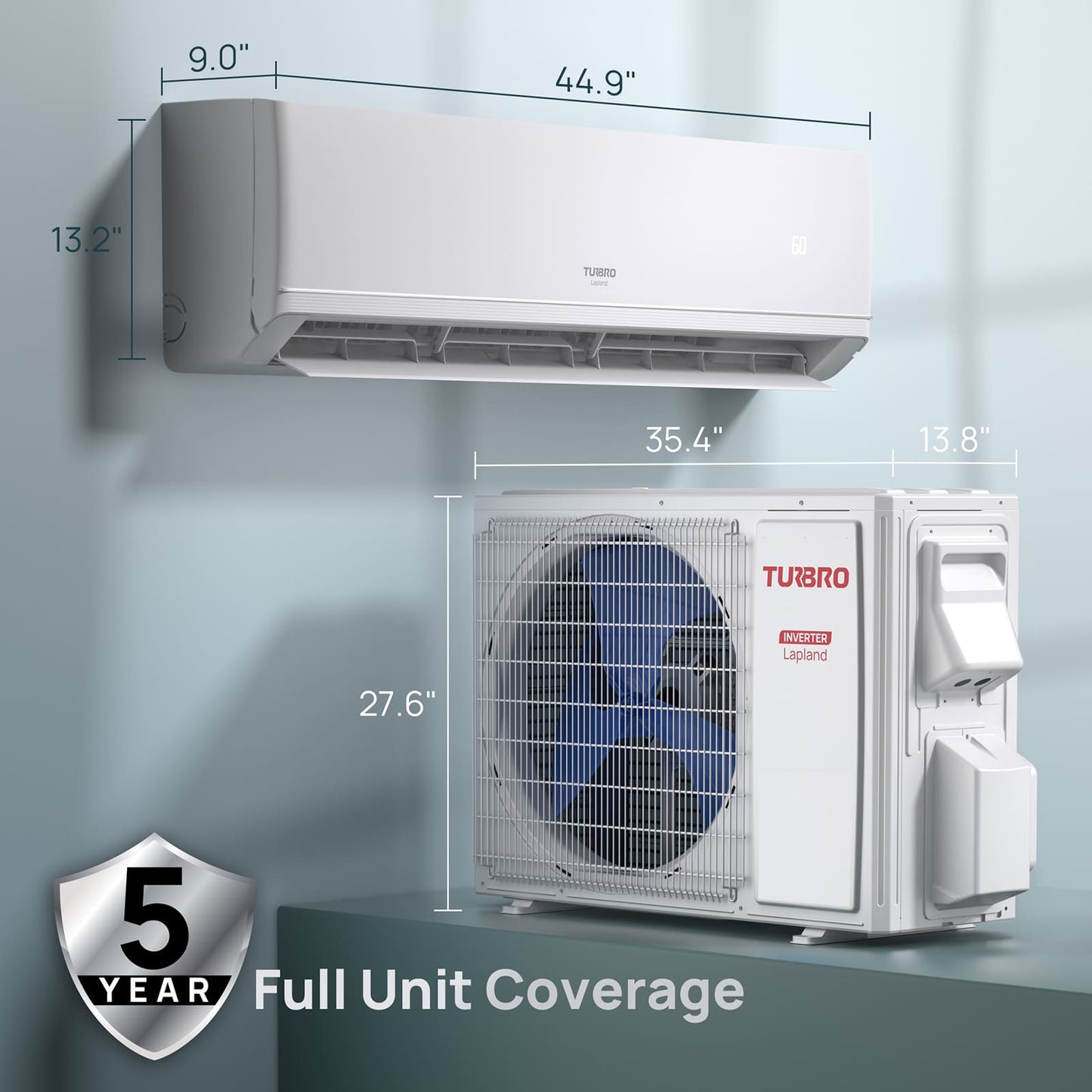 Finnmark 12000 BTU WiFi Split-Klimaanlage mit Wärmepumpe, 115V/230V (R32)