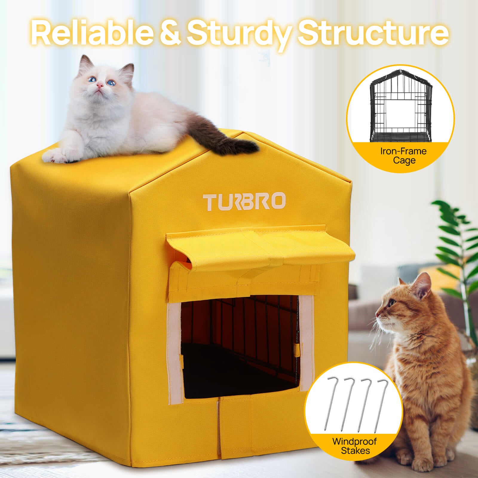 TURBRO Elevated Heated Cat House - Weatherproof Shelter for Feral Cats - Pastora Hosted Under Niture Heated Cat