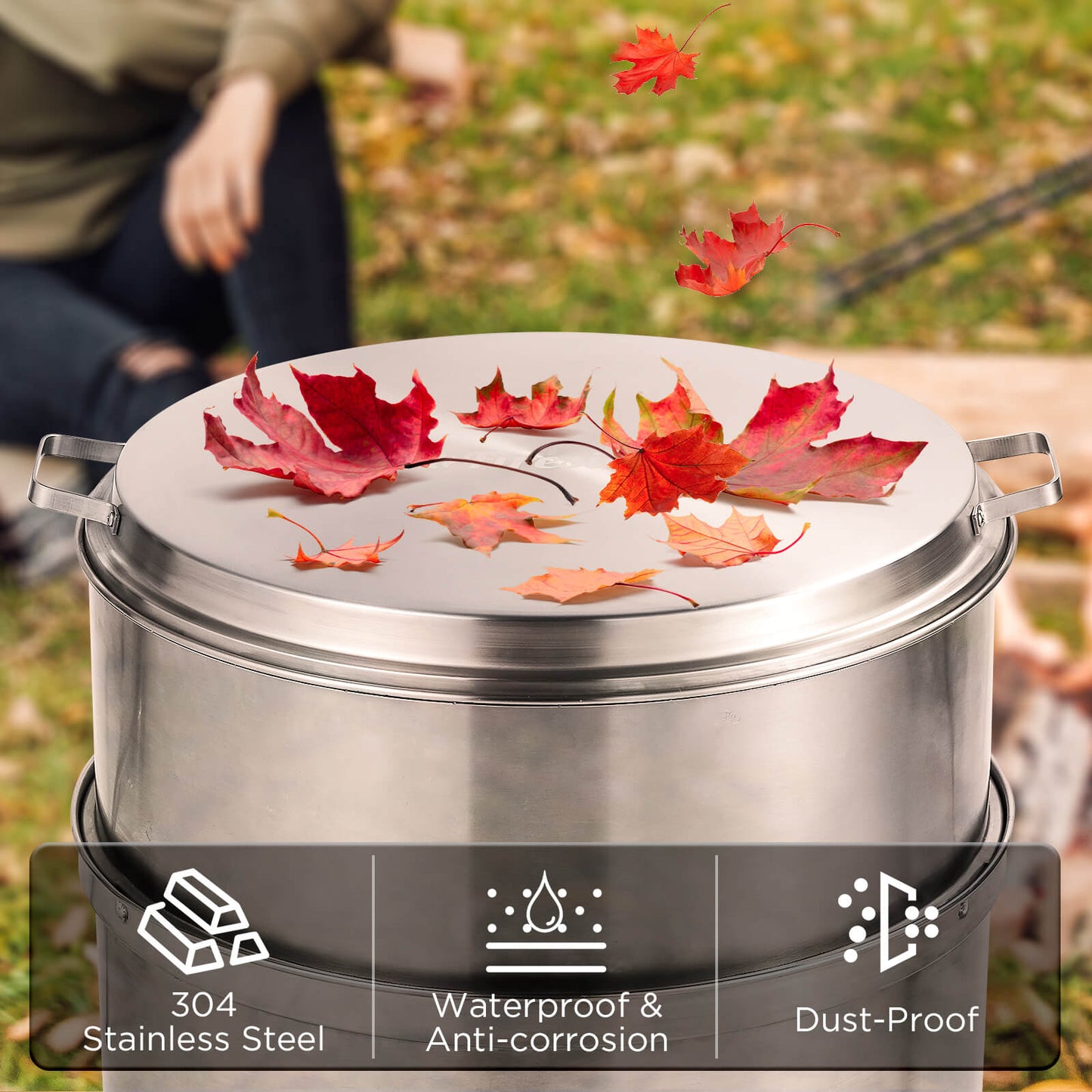 TURBRO Pluto 19 in. Lid, 304 Stainless Steel Fire Pit Accessories for Outdoor Fire Pits and Camping Accessories