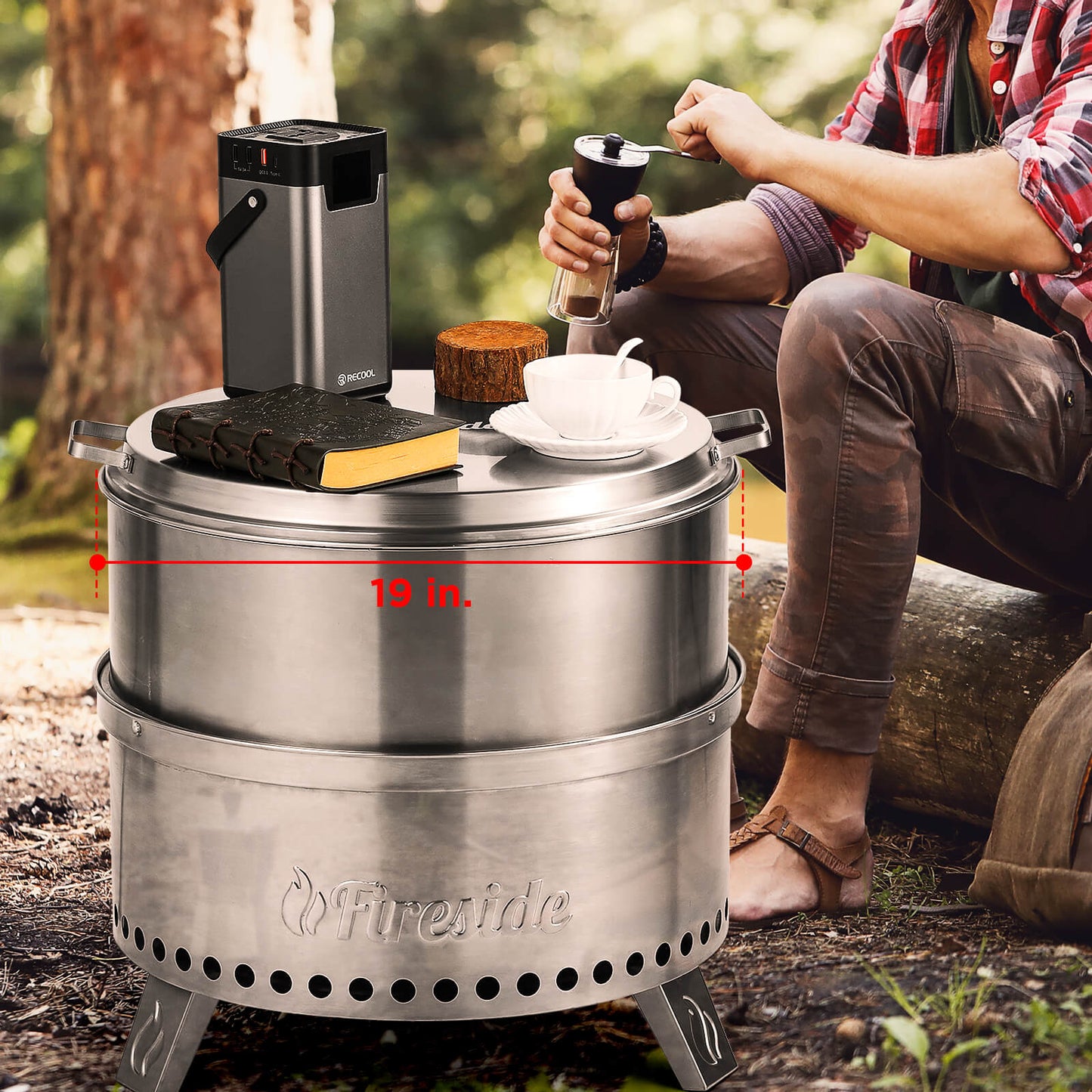 TURBRO Pluto 19 in. Lid, 304 Stainless Steel Fire Pit Accessories for Outdoor Fire Pits and Camping Accessories