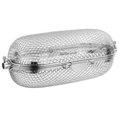 TURBRO Rotisserie Basket, 304 Stainless Steel, Universal Grill Accessory, Compatible with 1/2” or 3/8" Hexagon, 3/8" or 5/16" Square Spit Rods, Fits Most Grills, Ideal for Outdoor BBQ and Gatherings