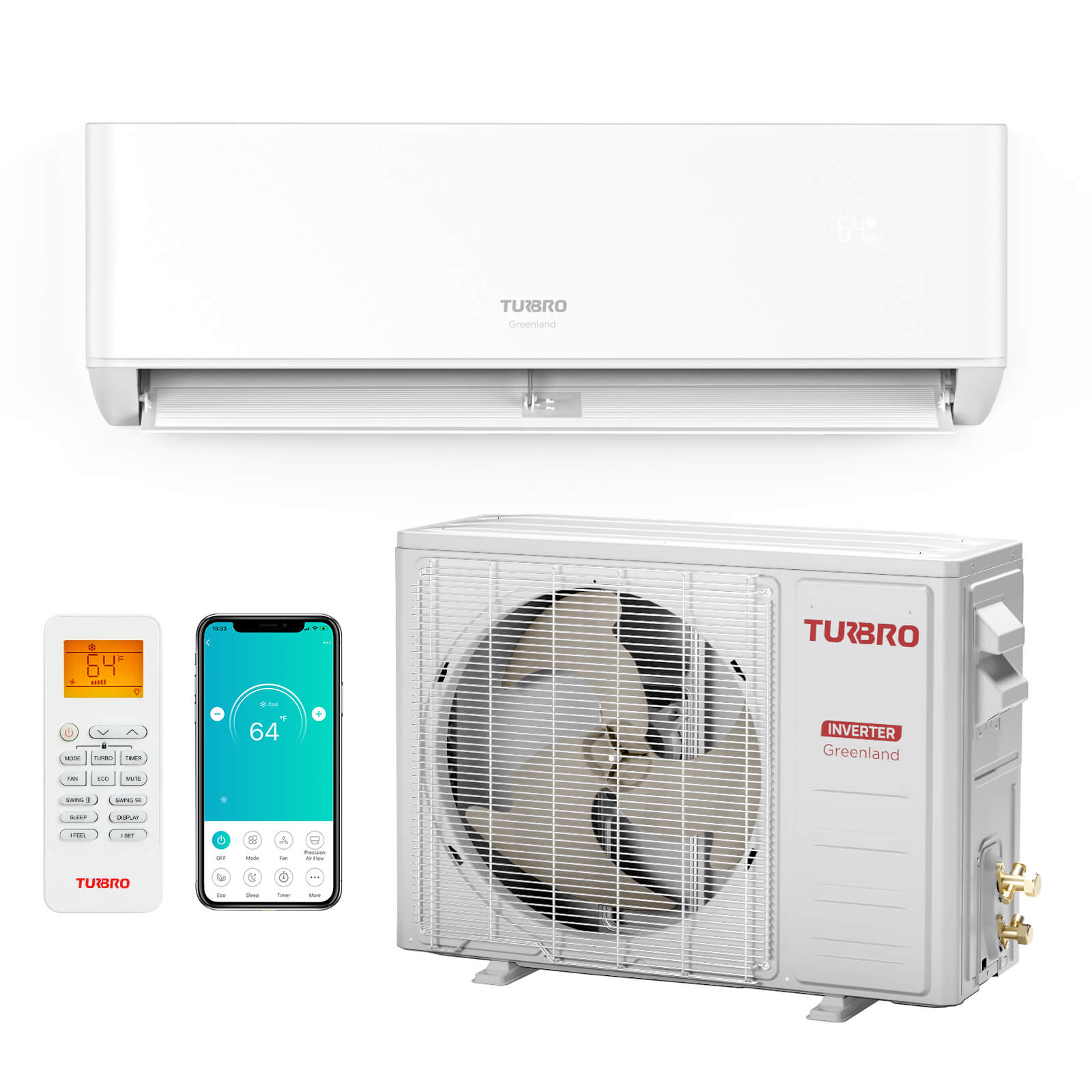 TURBRO Inverter RV AC with Heat Pump, 13,500 BTU, Quiet, Remote/WiFi ...