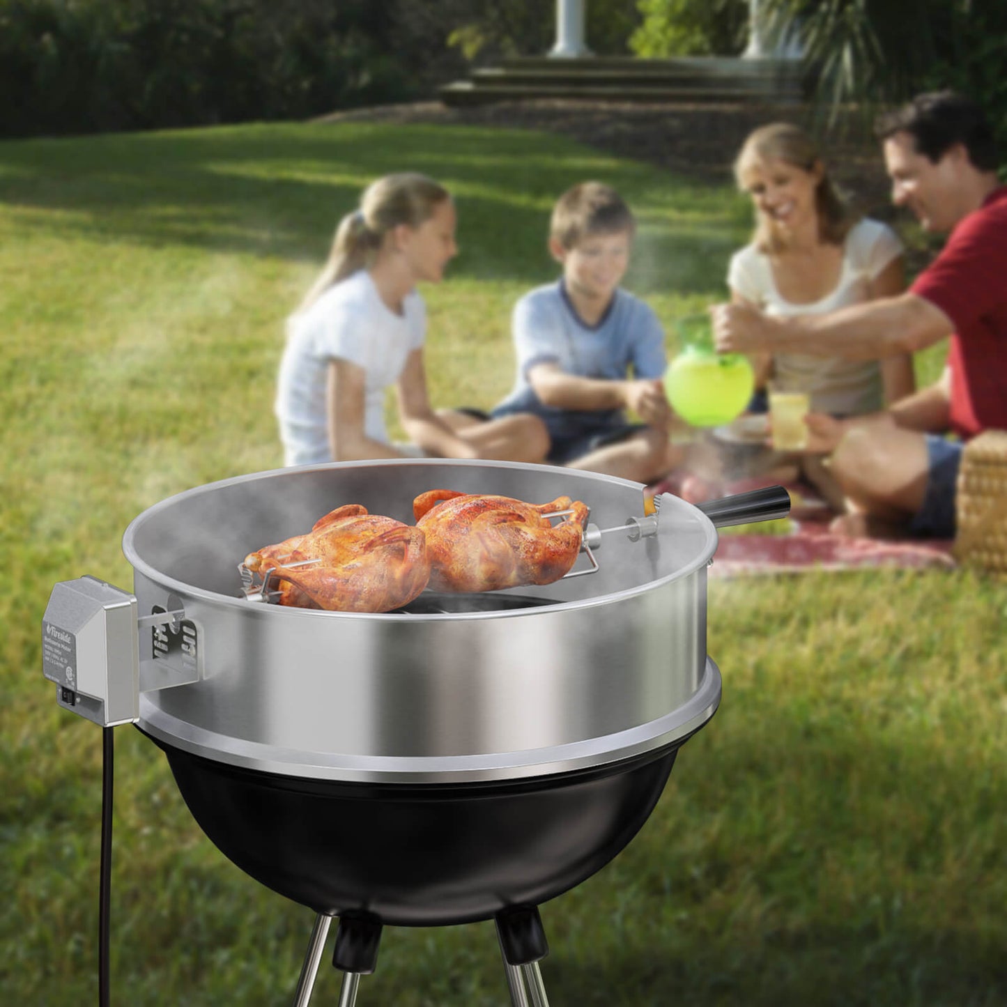 TURBRO Universal Stainless Steel Grill Rotisserie Motor, Heavy Duty 4W Replacement Motor with Waterproof On/Off Switch, Supports up to 40 lbs, Ideal for Outdoor BBQ, Gatherings, and Fireside Cooking