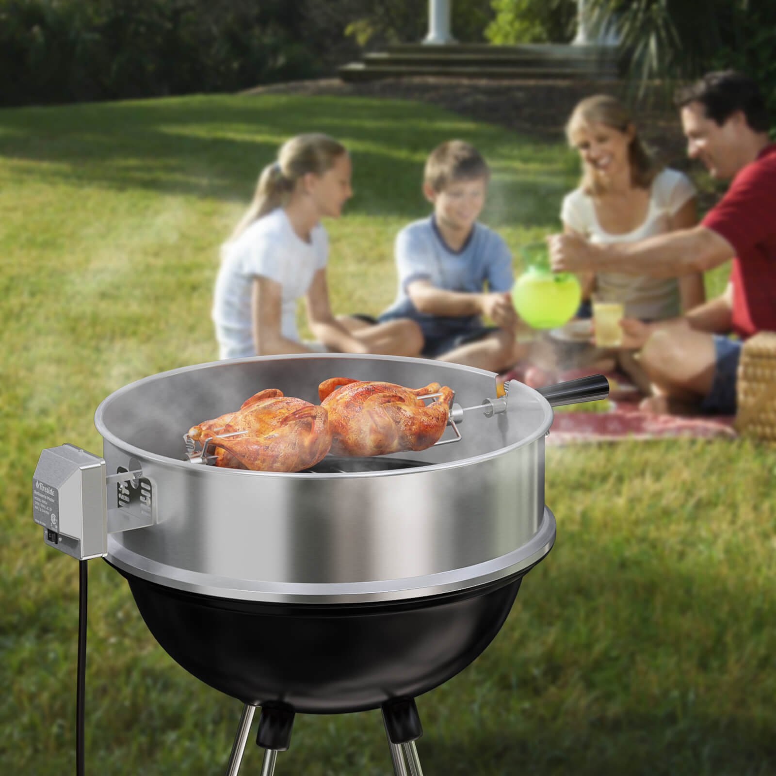 TURBRO Universal Stainless Steel Grill Rotisserie Motor, Heavy Duty 4W Replacement Motor with Waterproof On/Off Switch, Supports up to 40 lbs, Ideal for Outdoor BBQ, Gatherings, and Fireside Cooking