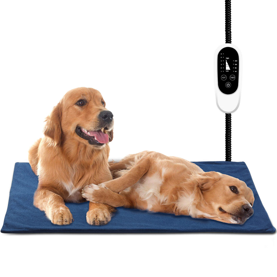 TURBRO Extra Large Pet Heating Pad, Electric Heated Dog Bed for Large Breeds, Temperature & Timer Controller, Anti-Bite Cord, Removable Outer Cover, for Indoor & Outdoor Use, MET Certified, 48’’x28’’