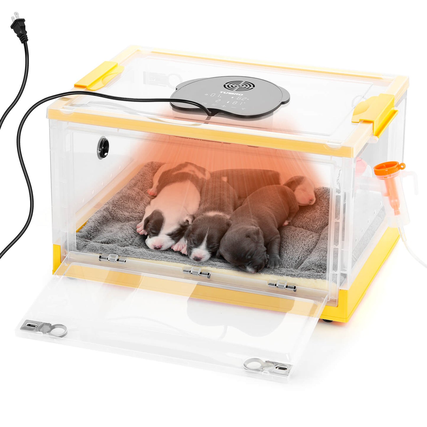 TURBRO Puppy Incubator with Heating & Fan, for Newborn Puppies and Kittens, with Multifunctional LED Control Panel, Nebulizer Accessories, Temperature and Humidity Detection, FCC Certified, 85L 