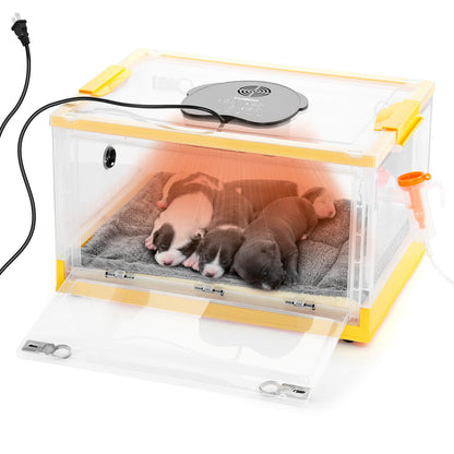 TURBRO Puppy Incubator with Heating & Fan, for Newborn Puppies and Kittens, with Multifunctional LED Control Panel, Nebulizer Accessories, Temperature and Humidity Detection, FCC Certified, 85L 