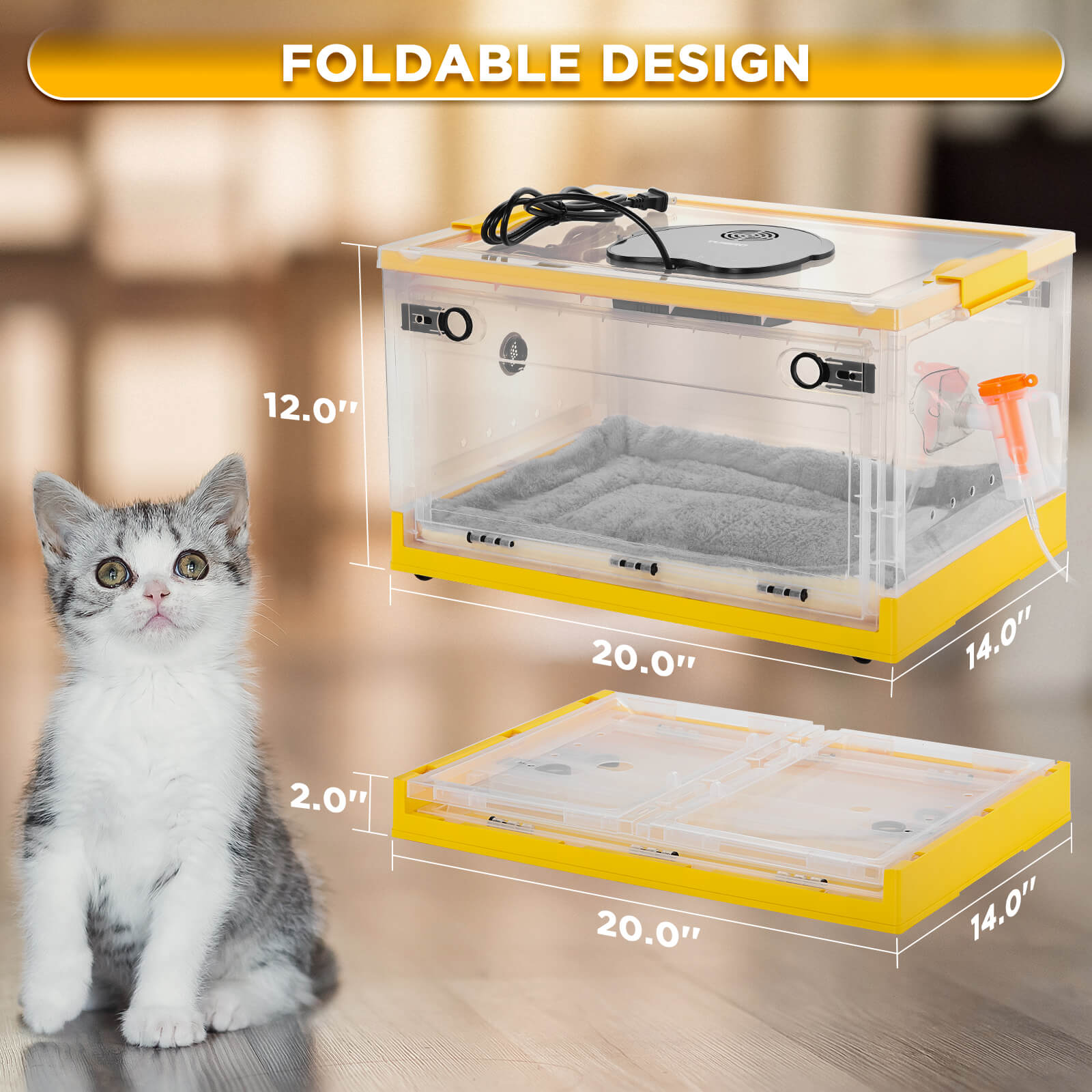 TURBRO Puppy Incubator with Heating & Fan, for Newborn Puppies and Kittens, with Multifunctional LED Control Panel, Nebulizer Accessories, Temperature and Humidity Detection, FCC Certified, 85L 