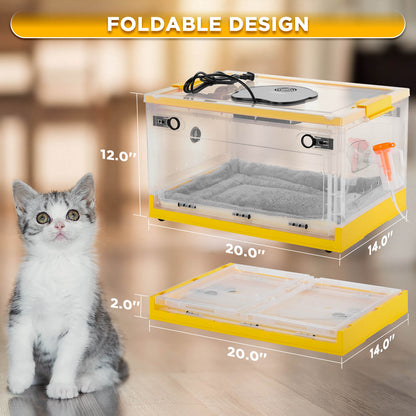TURBRO Puppy Incubator with Heating & Fan, for Newborn Puppies and Kittens, with Multifunctional LED Control Panel, Nebulizer Accessories, Temperature and Humidity Detection, FCC Certified, 85L 