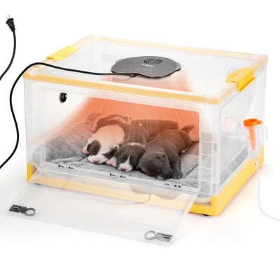 TURBRO Puppy Incubator with Heating & Fan, for Newborn Puppies and Kittens, with Multifunctional LED Control Panel, Nebulizer Accessories, Temperature and Humidity Detection, FCC Certified, 85L 