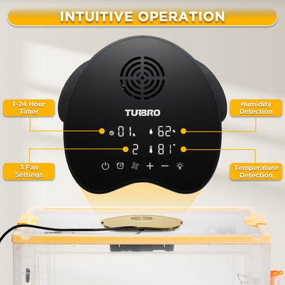 TURBRO Puppy Incubator with Heating & Fan, for Newborn Puppies and Kittens, with Multifunctional LED Control Panel, Nebulizer Accessories, Temperature and Humidity Detection, FCC Certified, 85L 