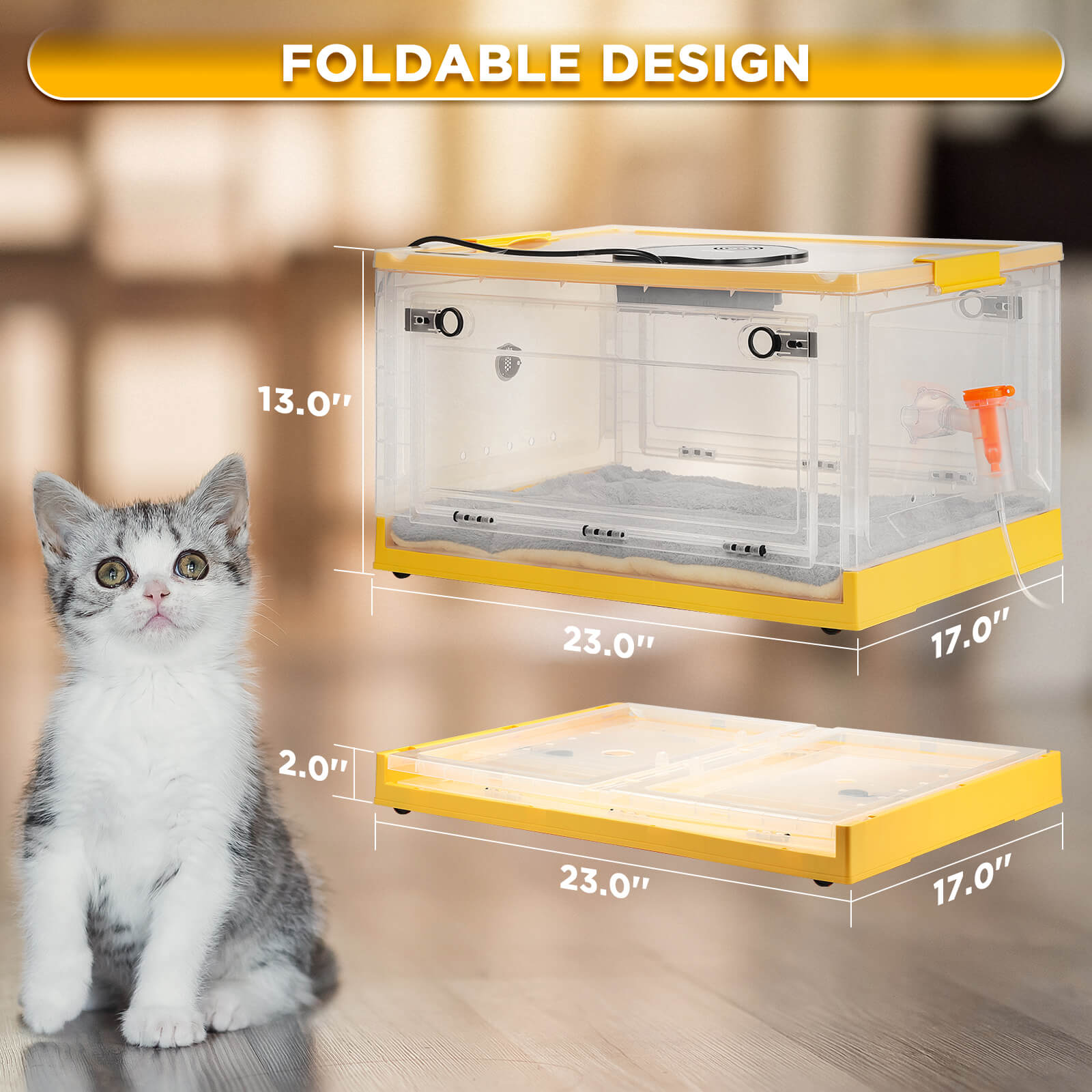 TURBRO Puppy Incubator with Heating & Fan, for Newborn Puppies and Kittens, with Multifunctional LED Control Panel, Nebulizer Accessories, Temperature and Humidity Detection, FCC Certified, 85L 