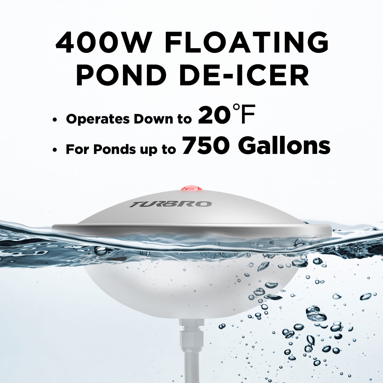 Neighborhood PD400A Pond Deicer, Floating Pond Heater with 32.8 ft. UL ...
