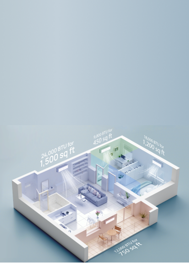 Control temperatures in multiple rooms with one outdoor unit and 2-4 indoor units for flexibility.