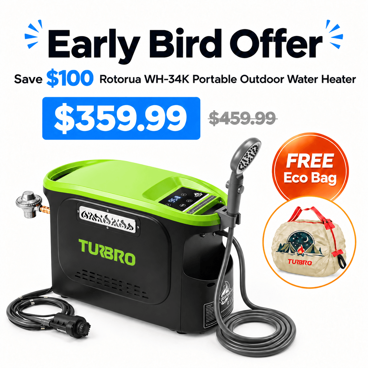 Rotorua WH-34K Portable Outdoor Water Heater