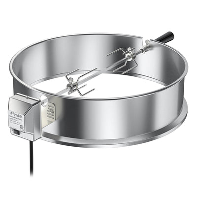 TURBRO Stainless Steel Rotisserie Ring Kit for 22.5 Inch Charcoal Kettle Grill - Includes 4W Electric Motor, 5/16" Square Spit Rod, Meat Forks, Counterweight - Ideal for Outdoor BBQ and Gatherings