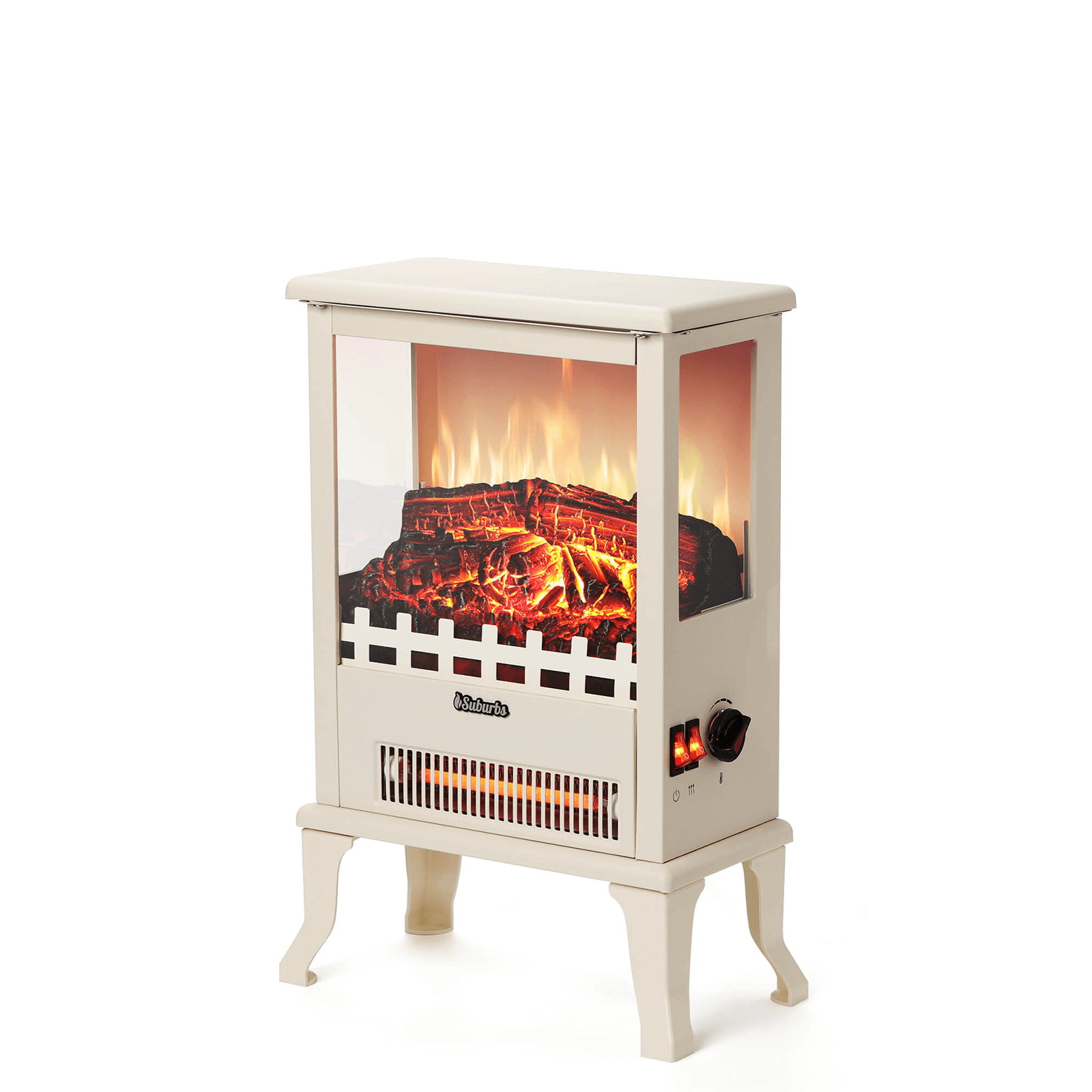 TURBRO Suburbs TS17Q Infrared Electric Fireplace Stove, 19" Freestanding Stove Heater with 3-Sided View, Realistic Flame, Overheating Protection, CSA Certified, for Small Spaces, Bedroom - 1500W