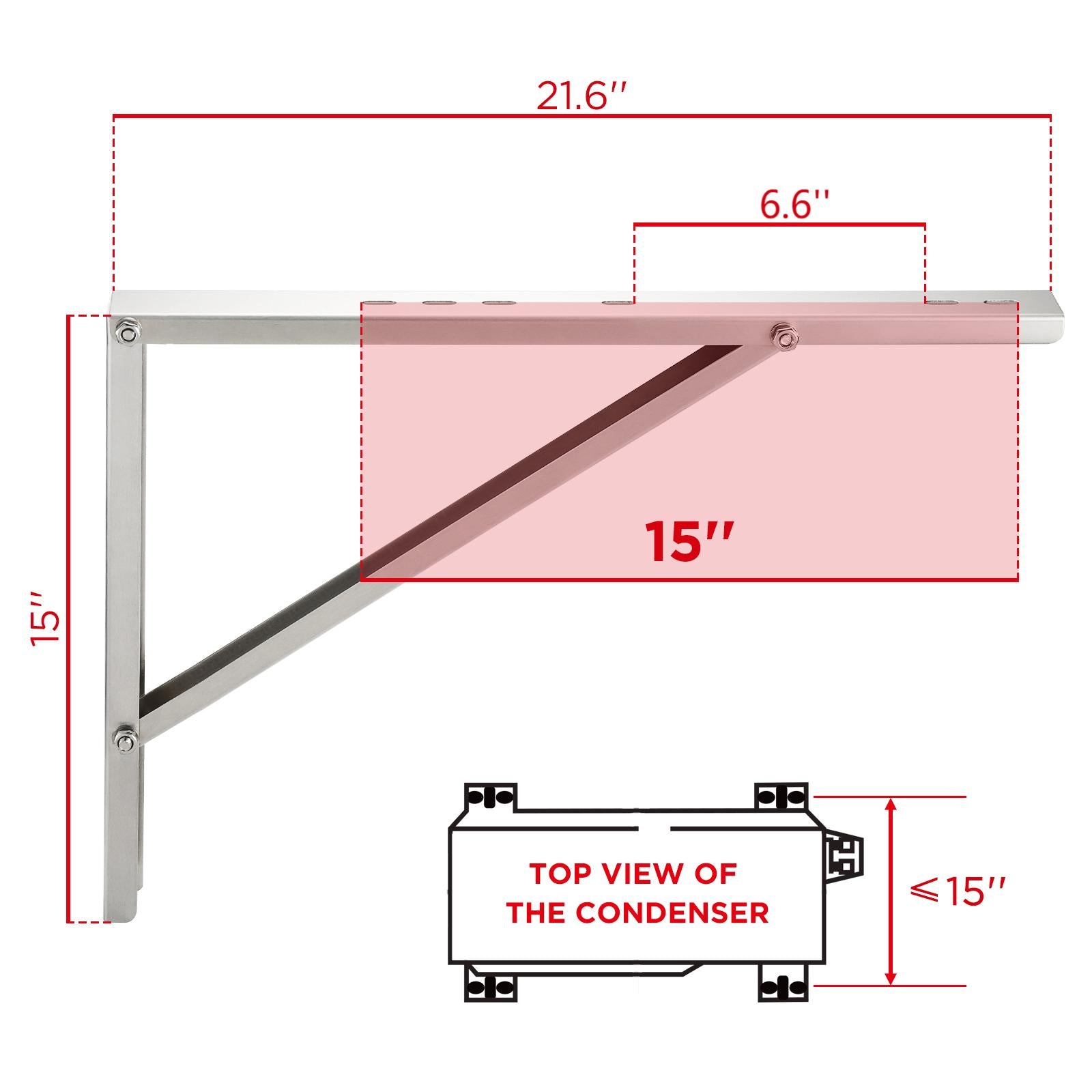 TURBRO Wall Mount Stand for Mini Split Ductless Air Conditioner Heat Pump System, Sturdy Aluminum Alloy Bracket, Support Condenser up to 440 lbs (7,000-24,000 BTU), 1 Pair