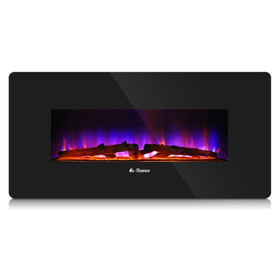 TURBRO Electric Wall Mounted Fireplace with Alternative Standing Base - Adjustable Flame Effects, Thermostat, Timer, Remote Control, 1400W Heater