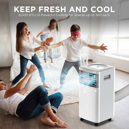 TURBRO Greenland 8,000 BTU Portable Air Conditioner, Dehumidifier and Fan, 3-in-1 Floor AC Unit for Rooms up to 300 Sq Ft, Sleep Mode, Timer, Remote Included (5,000 BTU SACC) 
