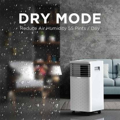 TURBRO Greenland 8,000 BTU Portable Air Conditioner, Dehumidifier and Fan, 3-in-1 Floor AC Unit for Rooms up to 300 Sq Ft, Sleep Mode, Timer, Remote Included (5,000 BTU SACC) 