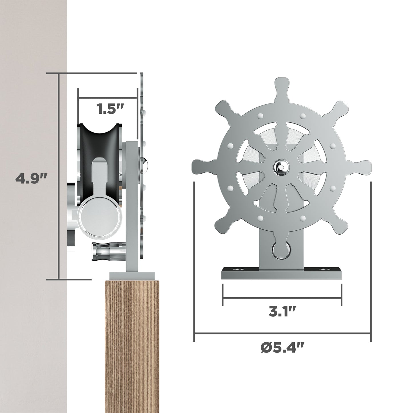 [Discontinued] Double Door Wood Sliding Barn Door Hardware Kit - Stainless Steel