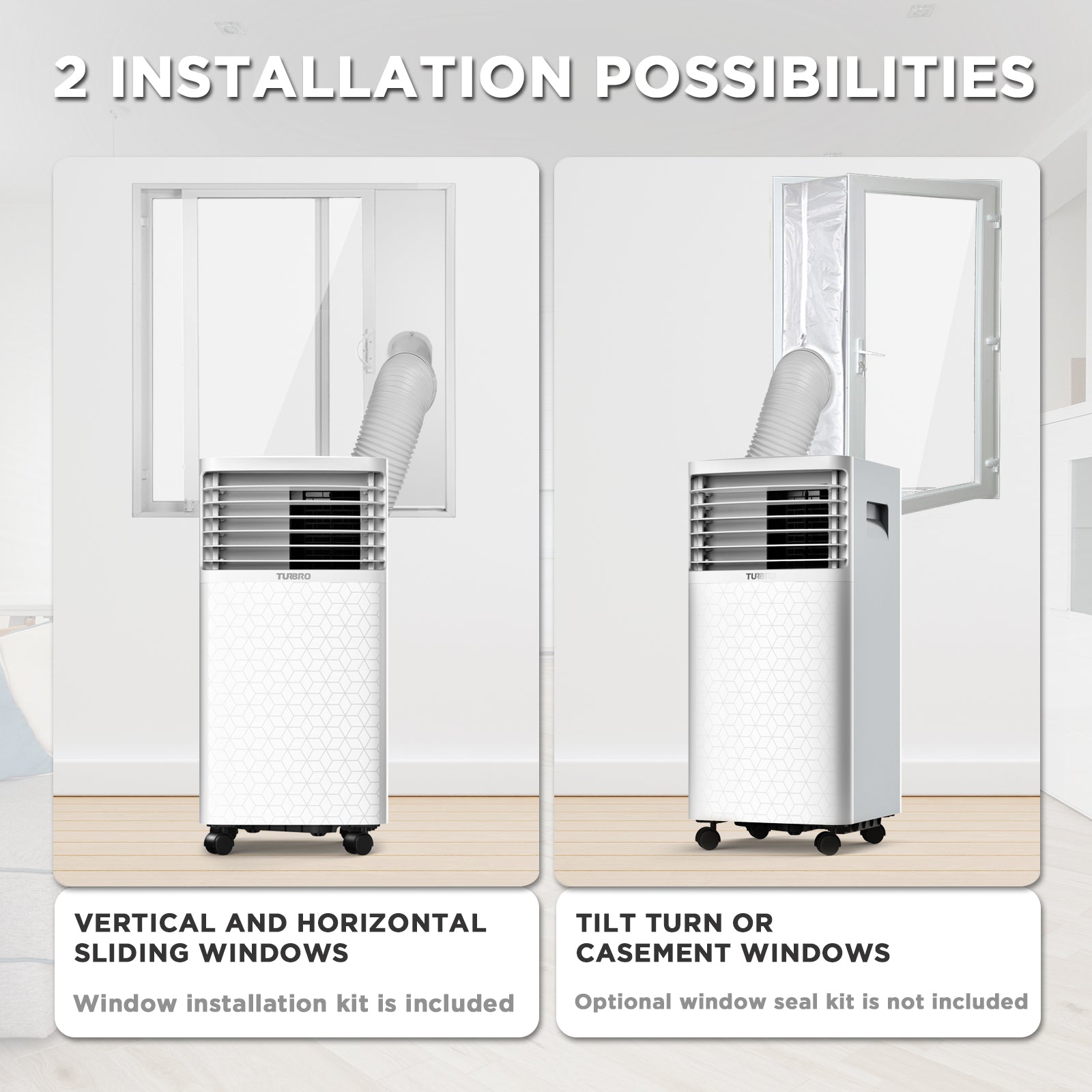 TURBRO Greenland 8,000 BTU Portable Air Conditioner, Dehumidifier and Fan, 3-in-1 Floor AC Unit for Rooms up to 300 Sq Ft, Sleep Mode, Timer, Remote Included (5,000 BTU SACC) 