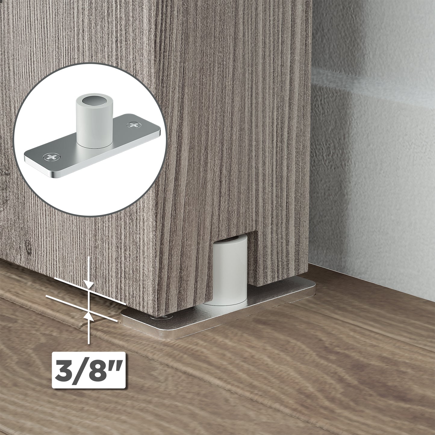 [Discontinued] Double Door Wood Sliding Barn Door Hardware Kit - Stainless Steel