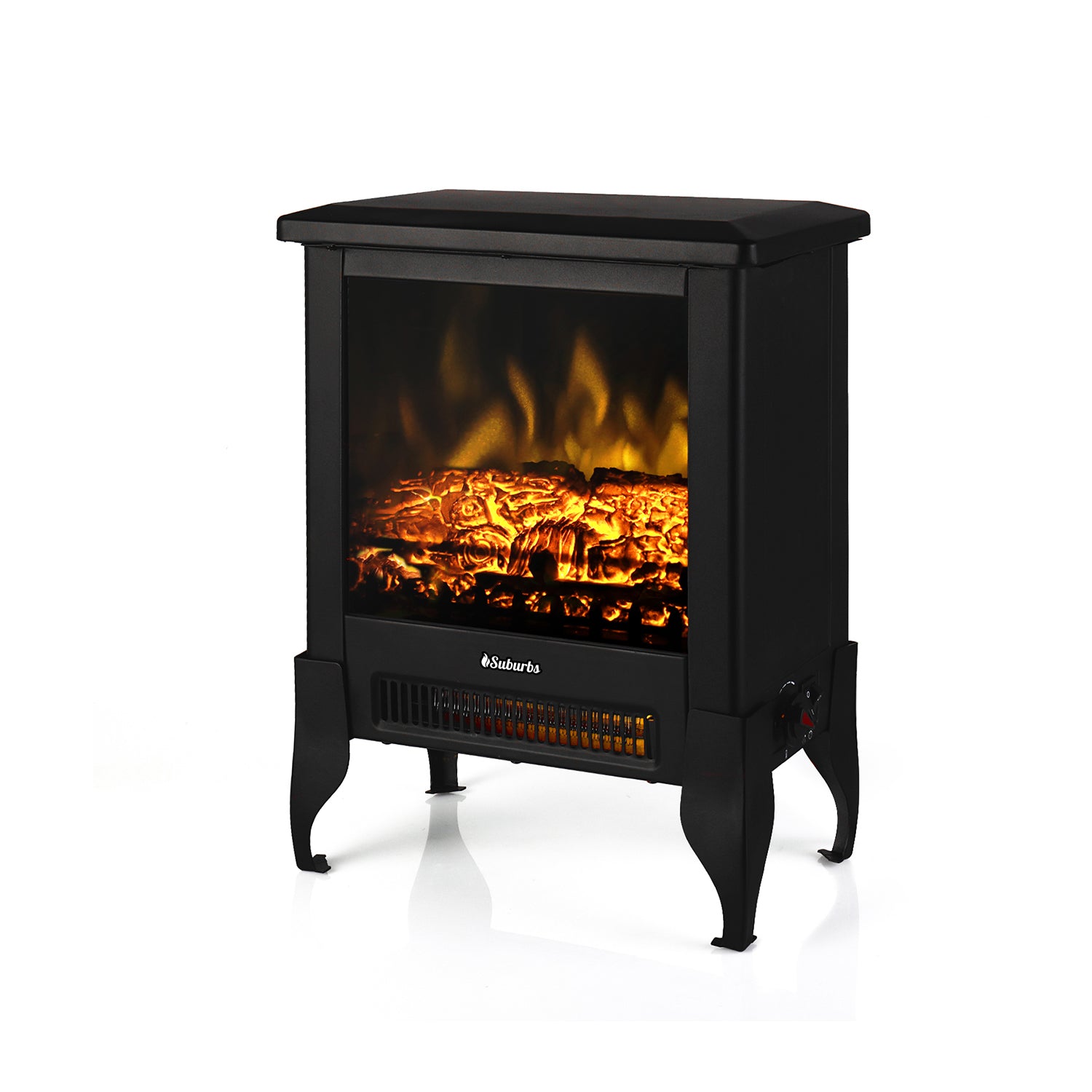 TURBRO Suburbs TS17 Compact Electric Fireplace Stove, 18” Freestanding  Stove Heater with Realistic Flame - for Small Spaces - 1400W