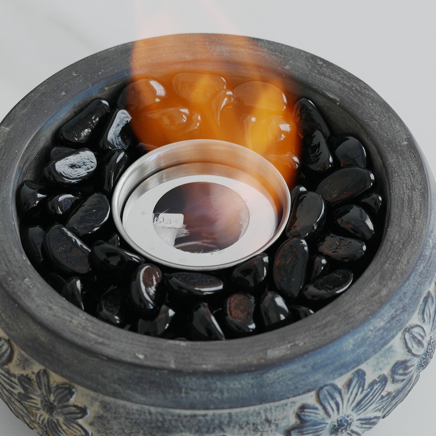 TURBRO Cement Tabletop Fire Pit for Outdoor - Ventless Fire Bowl, Odorless, Smokeless - Fueled by Ethanol Alcohol - Terrazzo 