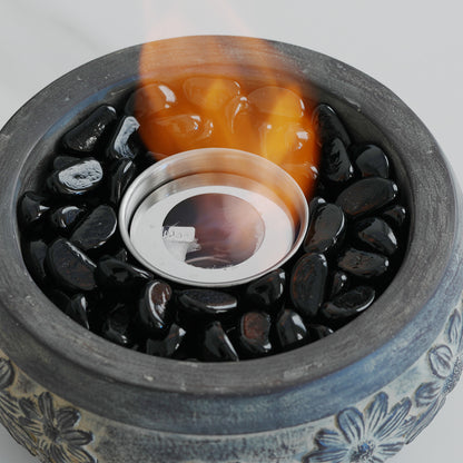 TURBRO Cement Tabletop Fire Pit for Outdoor - Ventless Fire Bowl, Odorless, Smokeless - Fueled by Ethanol Alcohol - Terrazzo 