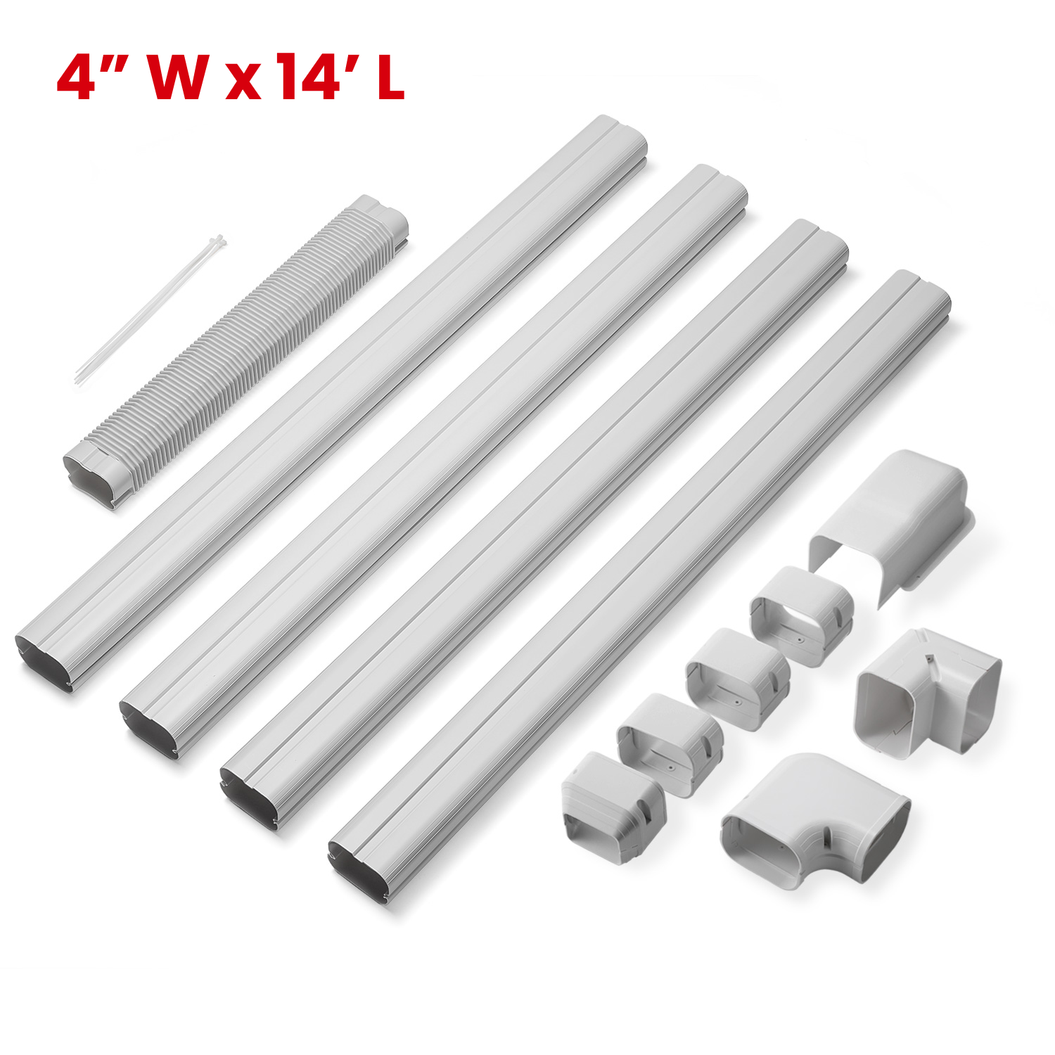 TURBRO 4 W 14 L Decorative PVC Line Cover Kit for Mini Split and Central Air Conditioners, AC Heat Pumps Systems