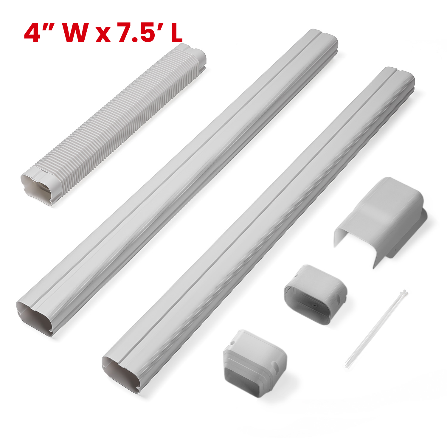 TURBRO 4 W 7.5 L Decorative PVC Line Cover Kit for Mini Split and Central Air Conditioners, AC Heat Pumps Systems