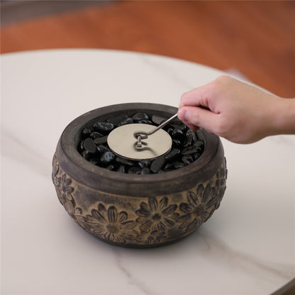 TURBRO Cement Tabletop Fire Pit for Outdoor - Ventless Fire Bowl, Odorless, Smokeless - Fueled by Ethanol Alcohol - Terrazzo 