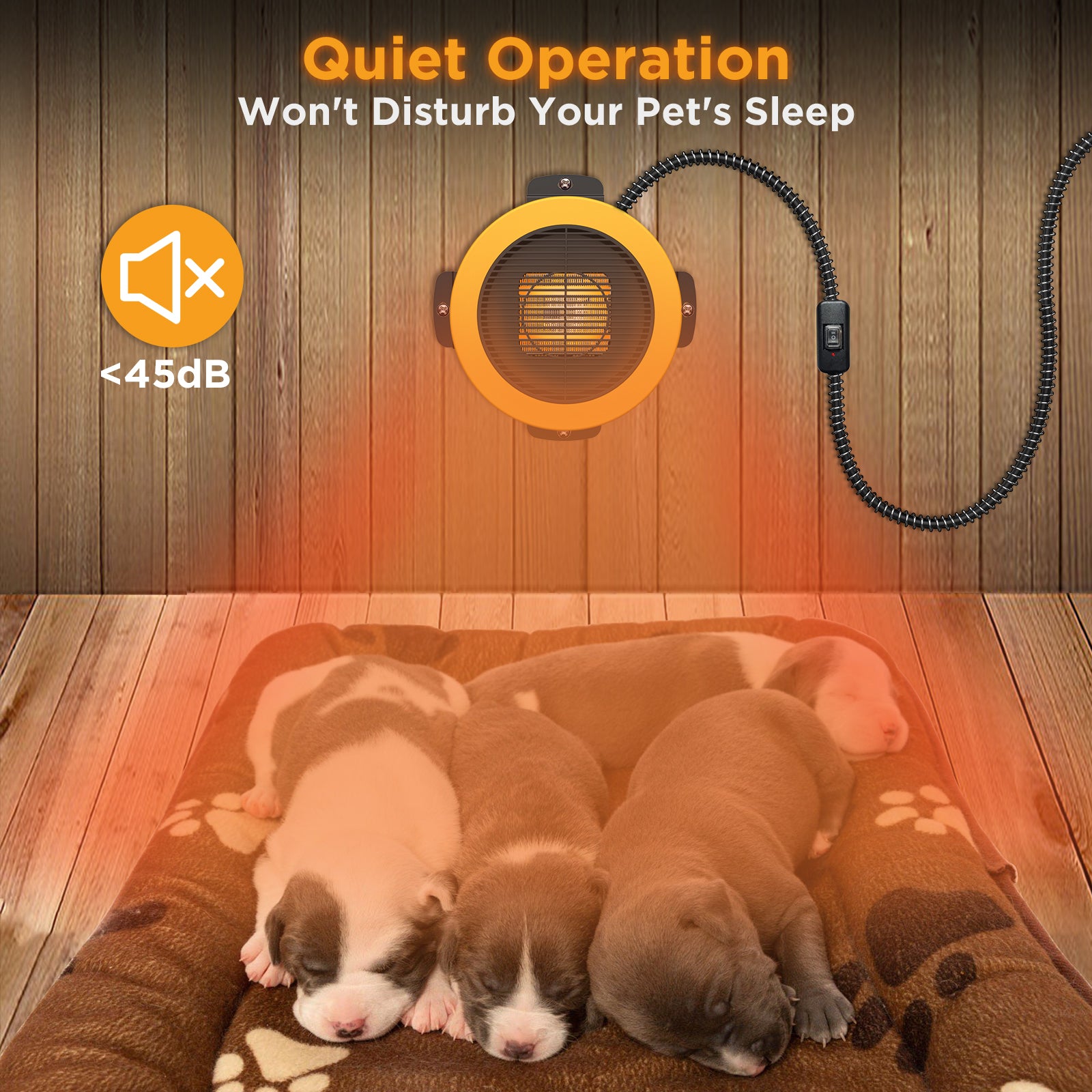 TURBRO Neighborhood Dog House Heater 400W, Wall Mount, 10ft Anti Bite