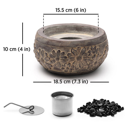 TURBRO Cement Tabletop Fire Pit for Outdoor - Ventless Fire Bowl, Odorless, Smokeless - Fueled by Ethanol Alcohol - Terrazzo 