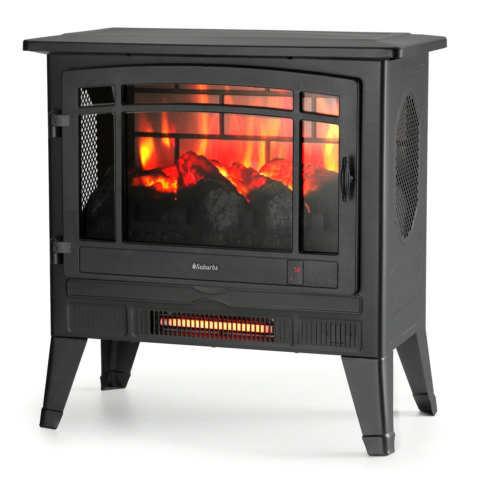 TURBRO Suburbs TS25 Electric Fireplace Infrared Heater - 25 Freestanding  Fireplace Stove with Adjustable Flame Effects