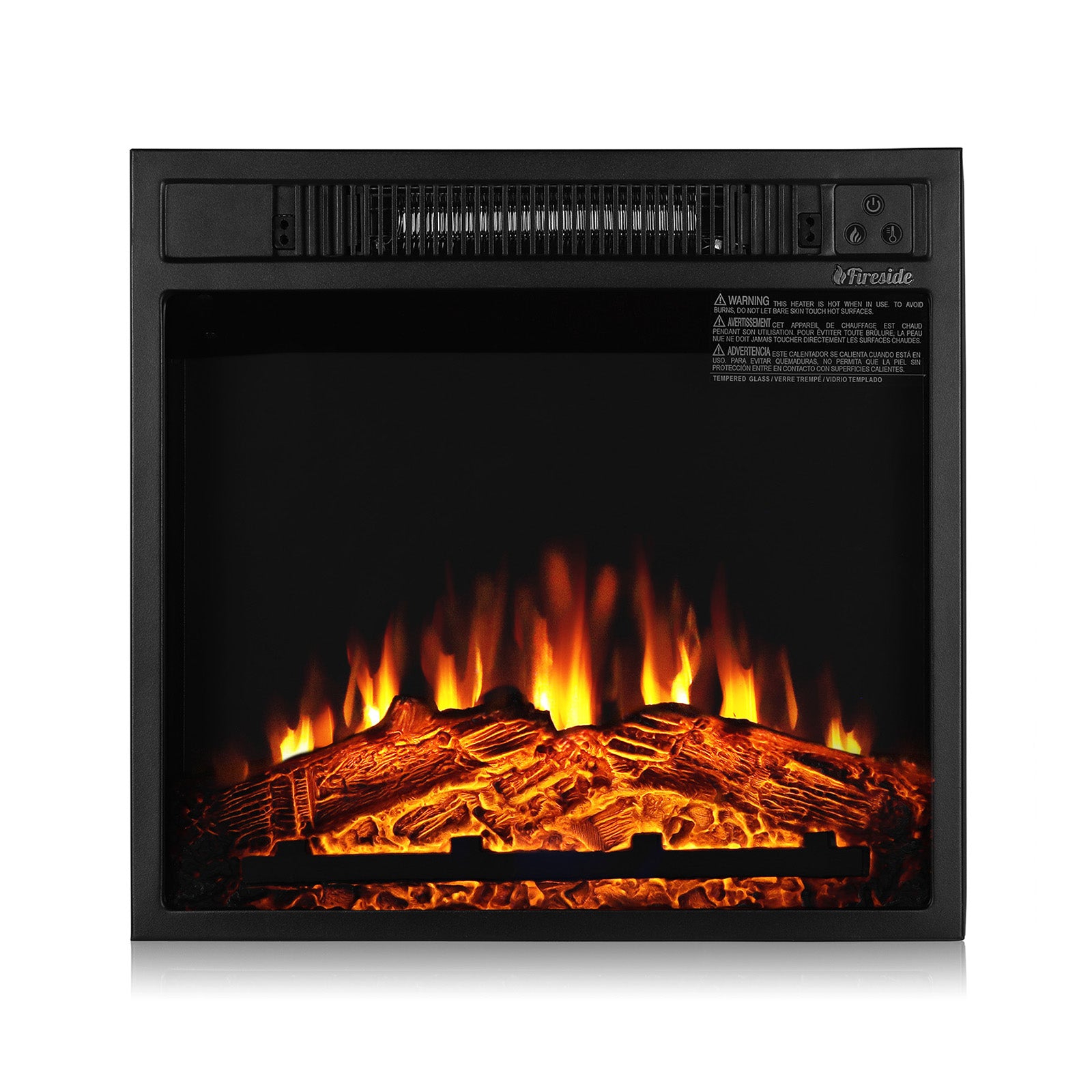 TURBRO Fireside FS18 Realistic Flames Electric Fireplace, Remote Control, 3  Adjustable Brightness Flames