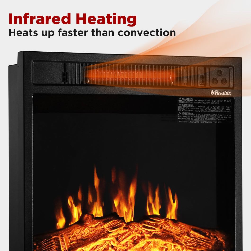 TURBRO Fireside FS18 Realistic Flames Electric Fireplace, Remote Control, 3  Adjustable Brightness Flames