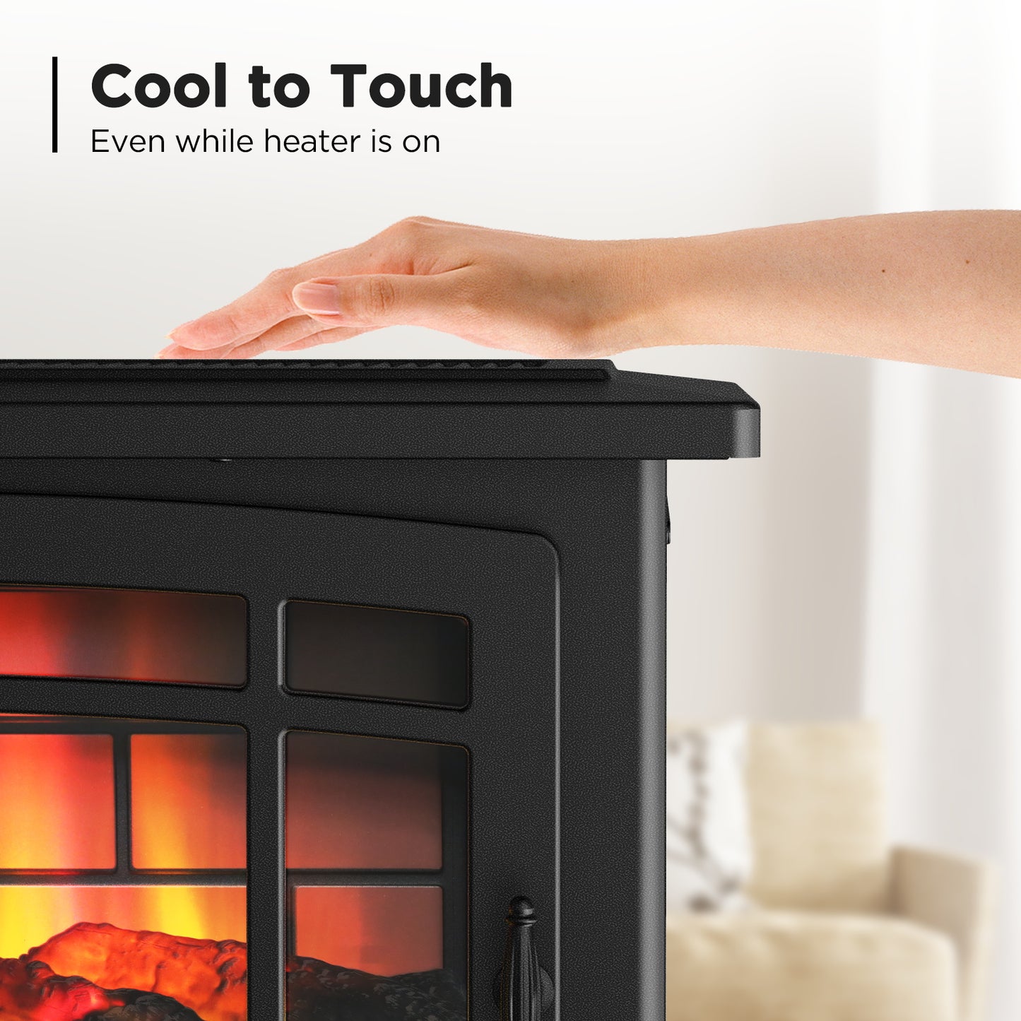 TURBRO Suburbs TS25 Electric Fireplace Infrared Heater - 25" Freestanding Fireplace Stove with Adjustable Flame Effects, Overheating Protection, Timer, Remote Control - 1400W, Black 