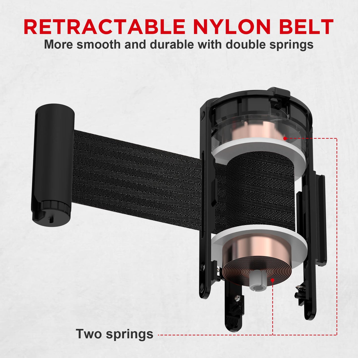 TURBRO Set of 2 Stanchion Retractable Barrier, 35.5-Inch Height, 6.5-Foot Nylon Belt with Secure Lock, Heavy Duty Stainless Steel, Easy Installation, Ideal for Industrial Commercial Lines, Black Belt